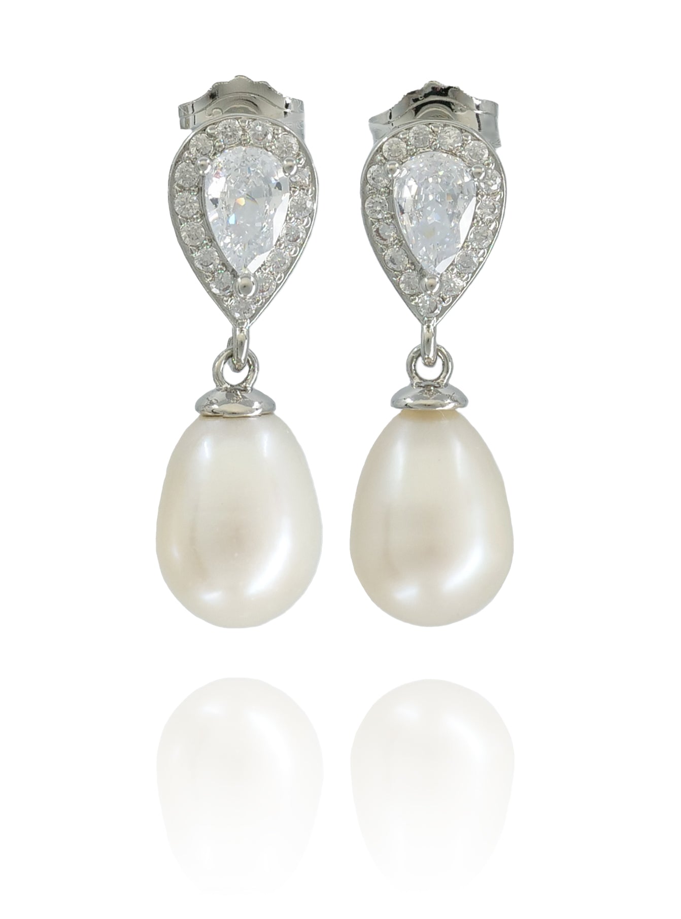 Boucles d'oreilles perles d'eau douce et pierres zircon