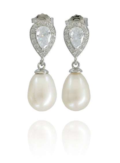 Boucles d'oreilles perles d'eau douce et pierres zircon